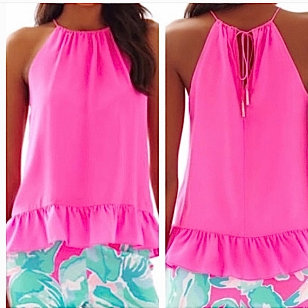 Lilly Pulitzer Millie Silk Top Tropical Pink Size Large NWT New with Tags $108